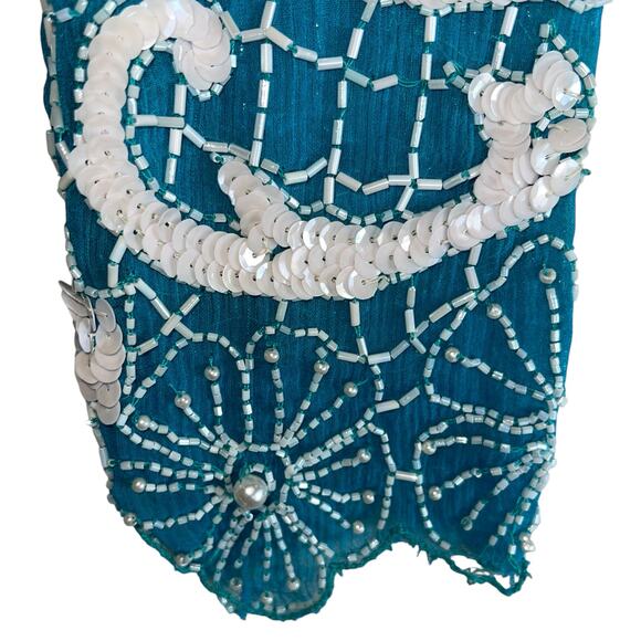 Lillie Rubin VTG Beaded Silk Sheath Dress Vintage Sequins - Picture 6 of 12